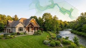 Georgetown house near Credit River valley with conservation area map overlay
