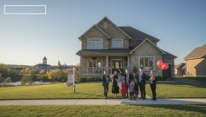 Georgetown Ontario house with SOLD sign and buyers outside representing urgency and multiple offers