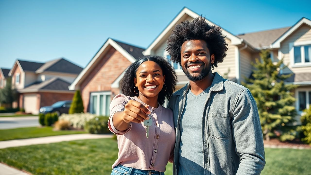 {"prompt":"A vibrant, contemporary photo capturing a joyful interracial couple beaming as they clutch their new house keys, positioned proudly before their freshly bought suburban residence in the Greater Toronto Area. The home features a blend of brick and vinyl siding with well-manicured gardens enhancing the curb appeal. Behind them, an Ontario neighborhood street unfolds, lined with comparable houses under a crisp, clear blue sky. The image centers on the elated couple and their charming home, without any children or textual elements.\n\nA bright, modern photograph showing a diverse couple smiling and holding keys, standing in front of a newly purchased suburban home in the GTA (mix of brick and siding, nice landscaping). The background shows a typical Ontario neighbourhood street scene with similar houses, clear blue sky. Focus is on the happy couple and the house. No text on image. No children.","originalPrompt":"A bright, modern photograph showing a diverse couple smiling and holding keys, standing in front of a newly purchased suburban home in the GTA (mix of brick and siding, nice landscaping). The background shows a typical Ontario neighbourhood street scene with similar houses, clear blue sky. Focus is on the happy couple and the house. No text on image. No children.","width":1280,"height":720,"seed":42,"model":"flux","enhance":false,"nologo":true,"negative_prompt":"worst quality, blurry","nofeed":false,"safe":false,"isMature":false,"isChild":false}