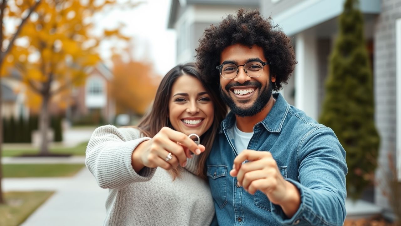 {"prompt":"A happy, diverse couple in their 30s smiling as they receive the keys to a modern suburban house in the Greater Toronto Area. The background shows a pleasant neighbourhood street with autumn trees. Focus on the couple's happy expressions and the keys. No text on the image. No children visible.","originalPrompt":"A happy, diverse couple in their 30s smiling as they receive the keys to a modern suburban house in the Greater Toronto Area. The background shows a pleasant neighbourhood street with autumn trees. Focus on the couple's happy expressions and the keys. No text on the image. No children visible.","width":1280,"height":720,"seed":42,"model":"flux","enhance":false,"nologo":true,"negative_prompt":"worst quality, blurry","nofeed":false,"safe":false,"isMature":false,"isChild":false}