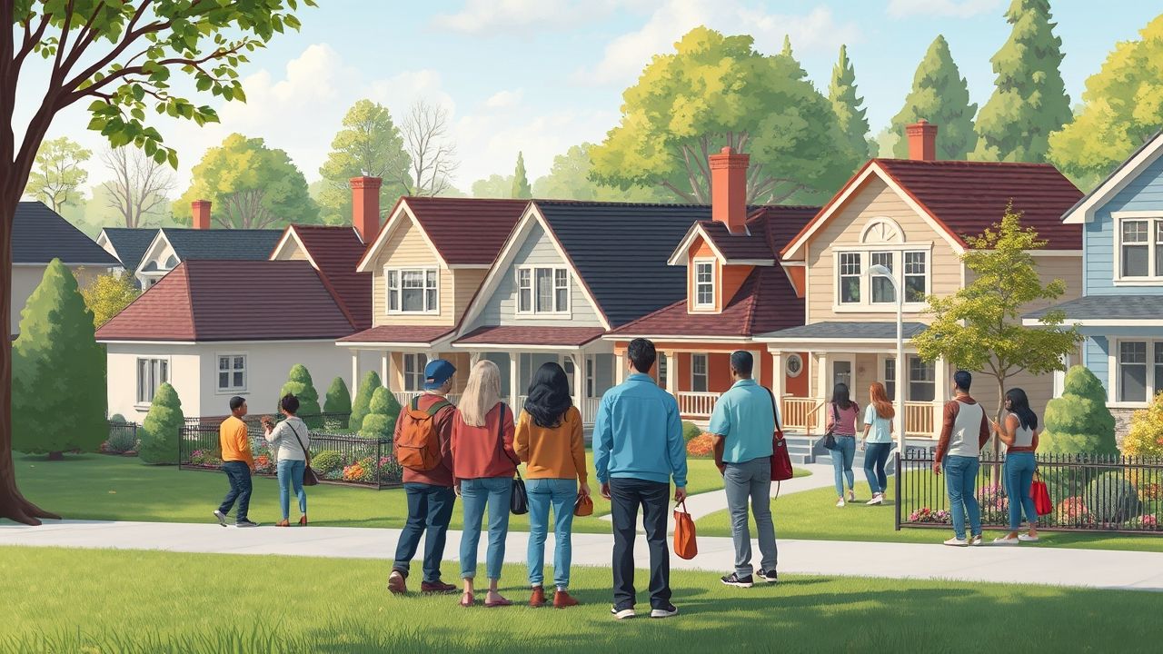 {"prompt":"Create an image depicting a diverse group of people looking at houses, set in a suburban neighborhood within the Greater Toronto Area. Show a variety of house styles and people of different backgrounds interacting and exploring the area.","originalPrompt":"Create an image depicting a diverse group of people looking at houses, set in a suburban neighborhood within the Greater Toronto Area. Show a variety of house styles and people of different backgrounds interacting and exploring the area.","width":1280,"height":720,"seed":42,"model":"flux","enhance":false,"nologo":true,"negative_prompt":"worst quality, blurry","nofeed":false,"safe":false,"quality":"medium","image":null,"isMature":false,"isChild":false}