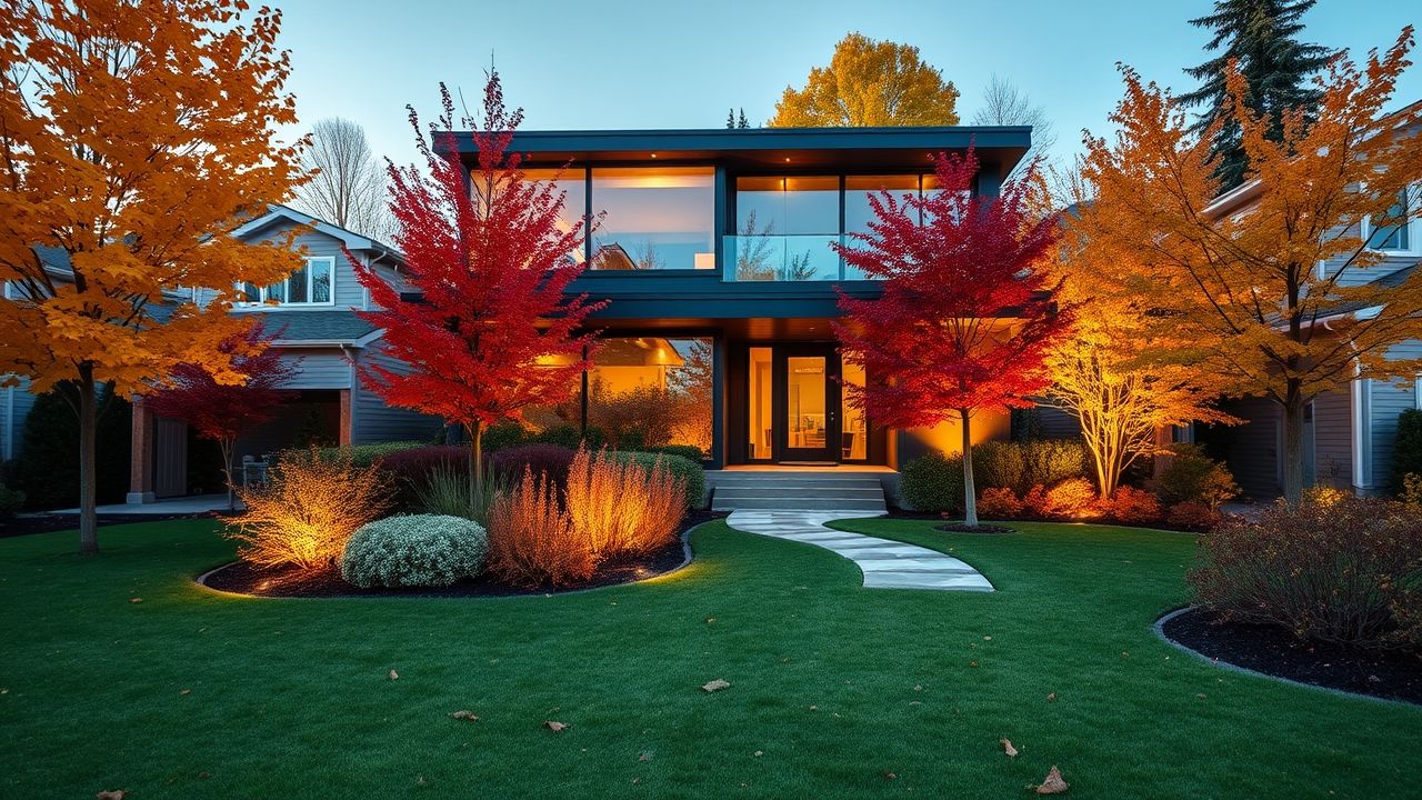 {"prompt":"Depict a sleek, contemporary suburban house located in the Greater Toronto Area, featuring clean architectural lines and large windows. The residence is nestled amid vibrant seasonal trees and shrubs in autumn hues of orange, red, and yellow. The front yard is spacious and welcoming, with a neatly manicured lawn, a curved stone pathway leading to the entrance, and subtle outdoor lighting that enhances the warm, cozy ambiance on a crisp fall afternoon. The overall atmosphere blends modern elegance with natural beauty, capturing the essence of a stylish yet homey neighborhood setting.\n\nCreate an image of a suburban home in the Greater Toronto Area (GTA) with a modern design, surrounded by seasonal foliage, showcasing an inviting front yard. No people or text included.","originalPrompt":"Create an image of a suburban home in the Greater Toronto Area (GTA) with a modern design, surrounded by seasonal foliage, showcasing an inviting front yard. No people or text included.","width":1280,"height":720,"seed":42,"model":"flux","enhance":false,"nologo":true,"negative_prompt":"worst quality, blurry","nofeed":false,"safe":false,"quality":"medium","image":[],"transparent":false,"isMature":false,"isChild":false}