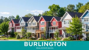 Colorful townhouses in Burlington neighborhood