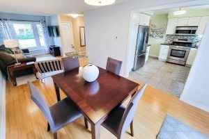 Open living room and kitchen in modern home.