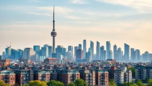 Toronto skyline with CN Tower and skyscrapers