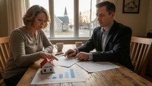 Realtor and homeowner discussing mortgage payoff shortfall in Rockwood Ontario
