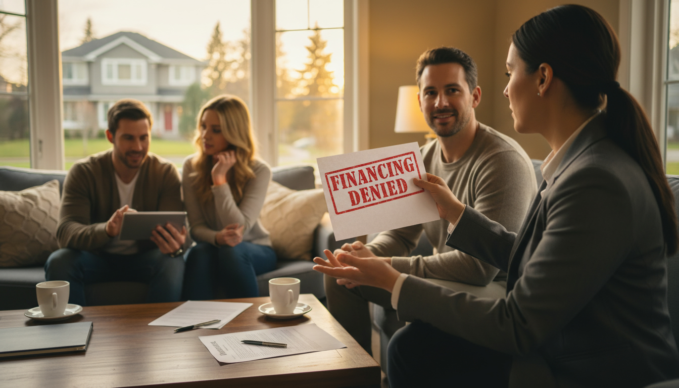 Realtor advising homeowner after buyer financing falls through during closing