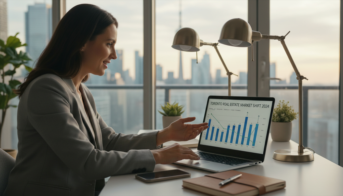 Local realtor reviewing market charts on a laptop showing sudden market shift
