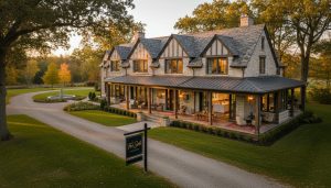 Restored century heritage home at golden hour with period-appropriate staging and modern upgrades, photographed for a luxury real estate listing.