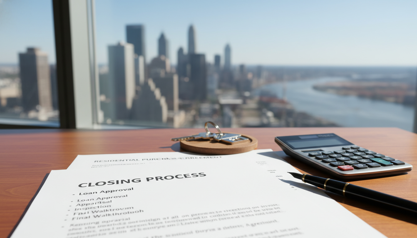 Closing documents with house keys and calculator on a desk representing seller closing costs and closing process