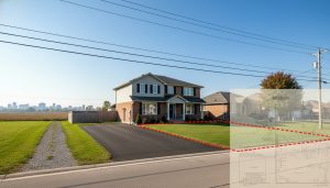 Milton property with survey overlay showing an easement and legal documents
