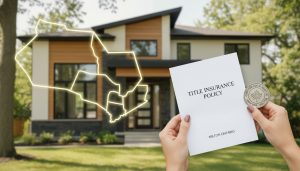 Milton house with title insurance document and map outline of Milton, Ontario