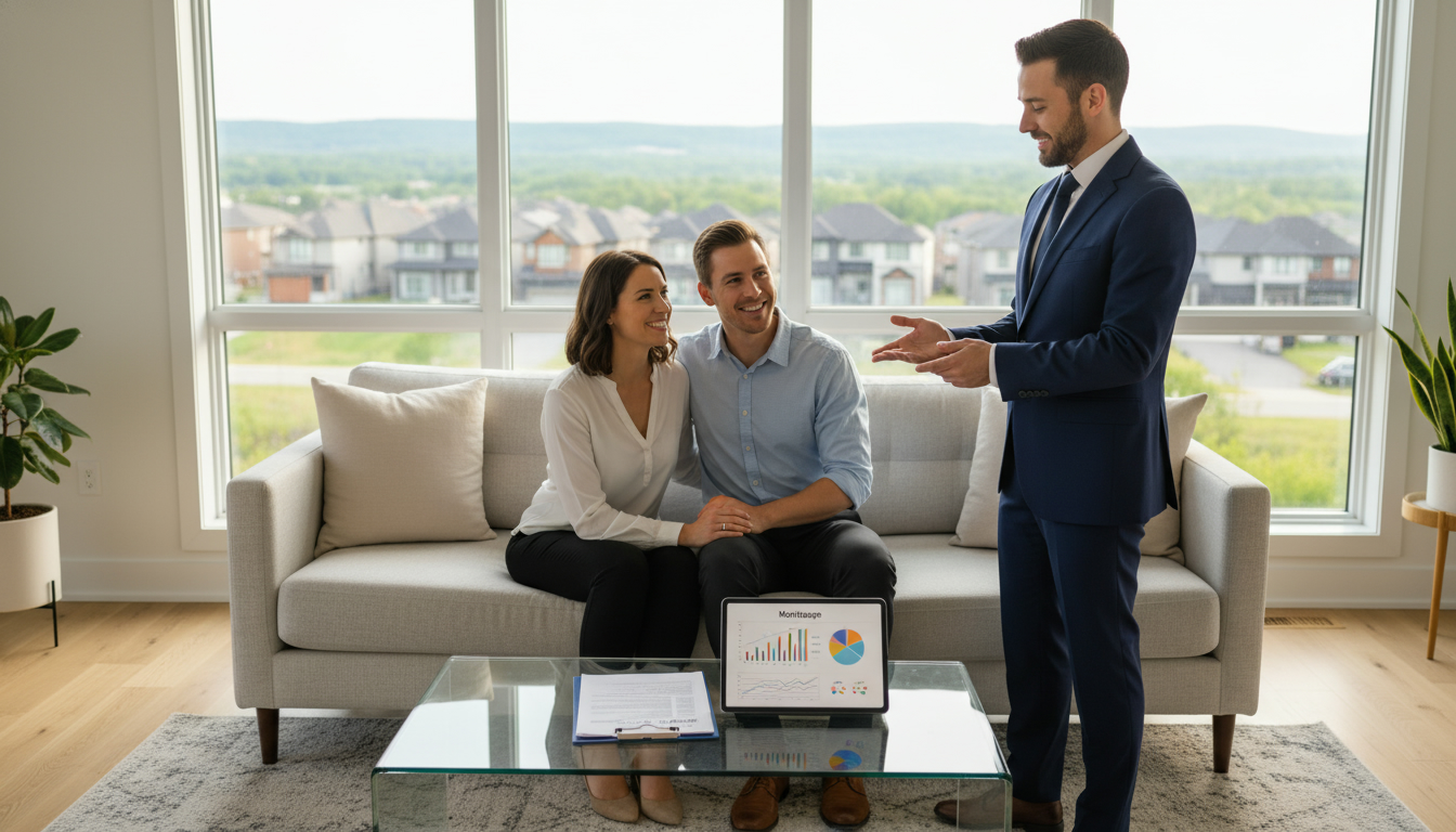 Realtor advising Milton homeowners on mortgage payoff strategies with paperwork and tablet