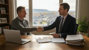 Real estate lawyer advising a homeowner in Milton, Ontario during a home sale