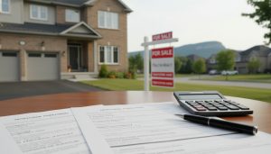Milton house for sale with mortgage documents and calculator on table