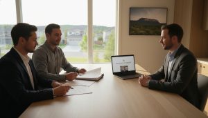 Milton home seller and realtor reviewing closing documents with lawyer on video call