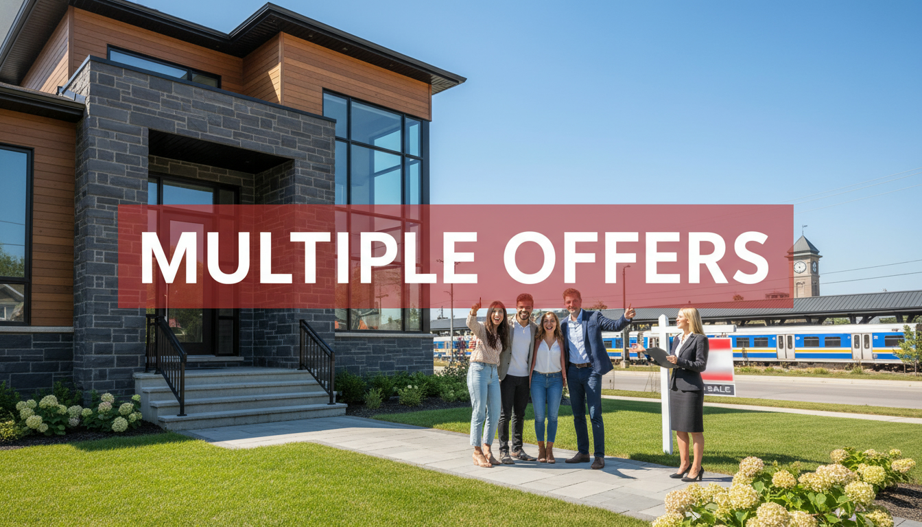 Milton Ontario house with multiple buyers and real estate agent showcasing multiple offers