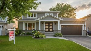 Well-maintained Milton, Ontario home with fresh paint, manicured lawn and For Sale sign ready for listing