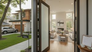 Staged Milton home interior with open front door and showing clipboard, ready for buyers