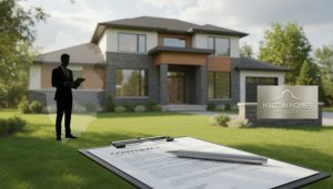 Georgetown home with Agreement of Purchase and Sale on clipboard and pen