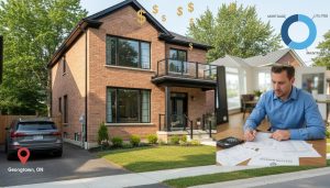 Georgetown rental property with investor reviewing expenses, calculator and charts