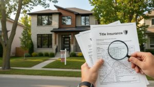 Georgetown Ontario house with title insurance documents and magnifying glass