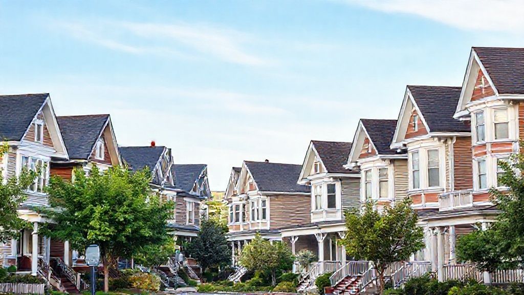 Victorian-style houses on a sunny street