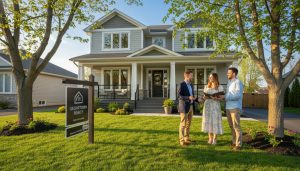 Well-staged Georgetown Ontario home for sale with realtor and sold sign