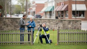 Georgetown Ontario property dispute with surveyor and neighbours near a fence line