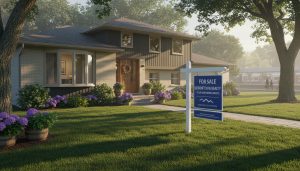 Well-maintained Georgetown Ontario family home with For Sale sign and tidy curb appeal