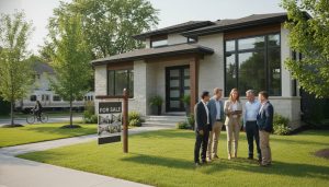 Georgetown Ontario home for sale with buyers viewing and realtor presenting listing details