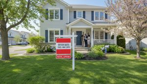 Georgetown Ontario house with an 'Offer Date' sign and buyers viewing the property